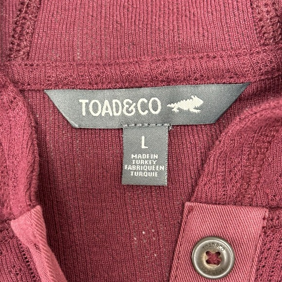 Toad & Co Hoodie Foothill Pointelle Large Maroon Top Organic Pullover Gorpcore - Picture 4 of 12